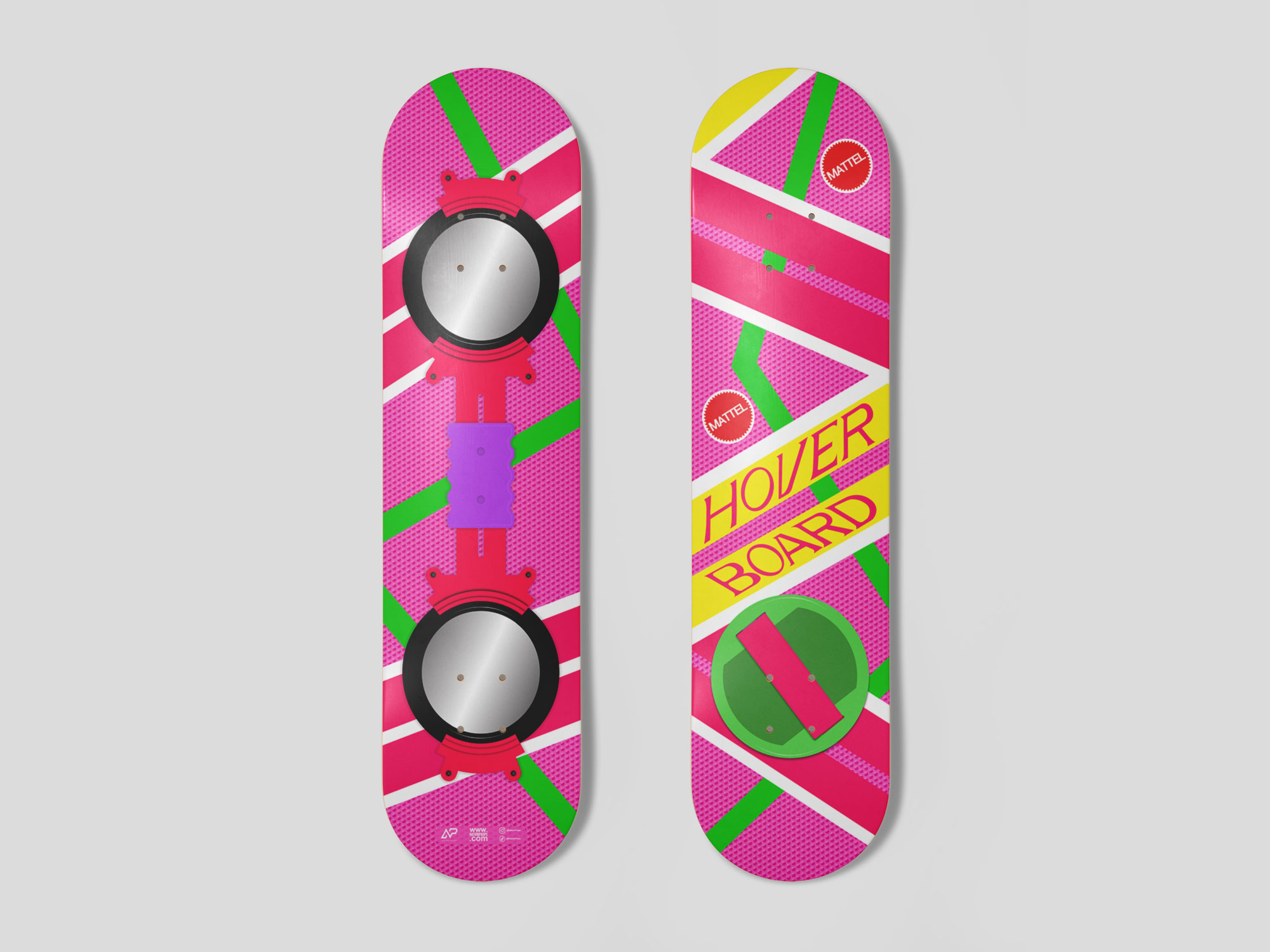 Back To The Future SKATEBOARDS - Mattel Pink -  No Tech - Rising Sun - Question Mark - 8 Layers Maple.